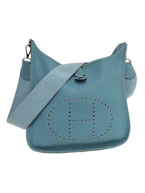 Hermes Evelyne 1 PM Shoulder Bag Blue Jean